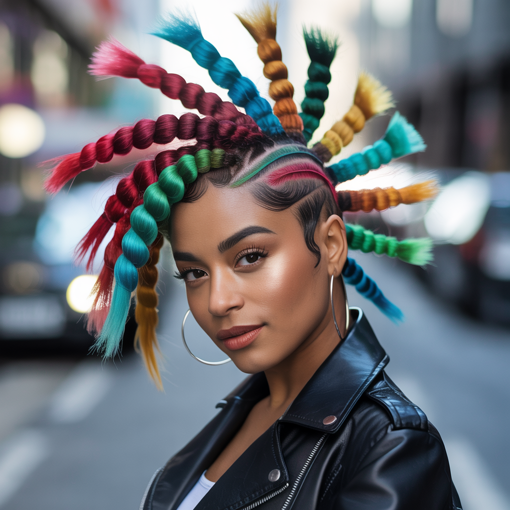  Rainbow-Colored Twisted Mohawk