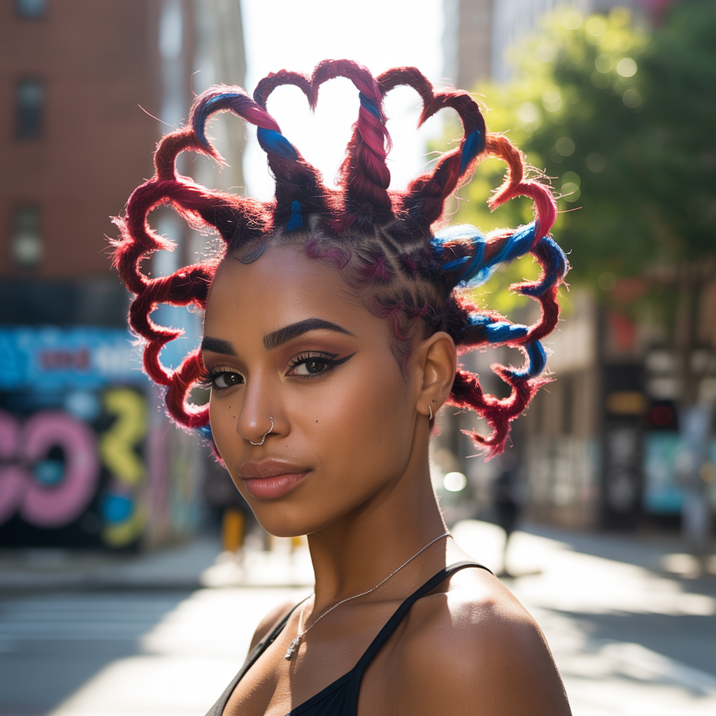  Twisted Mohawk with Heart-Shaped Designs