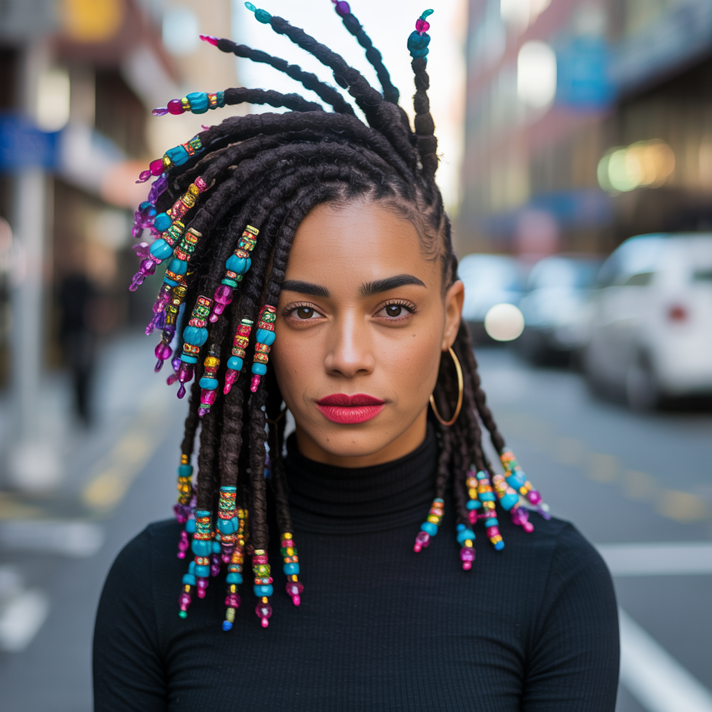 . Loc Mohawk with Beads