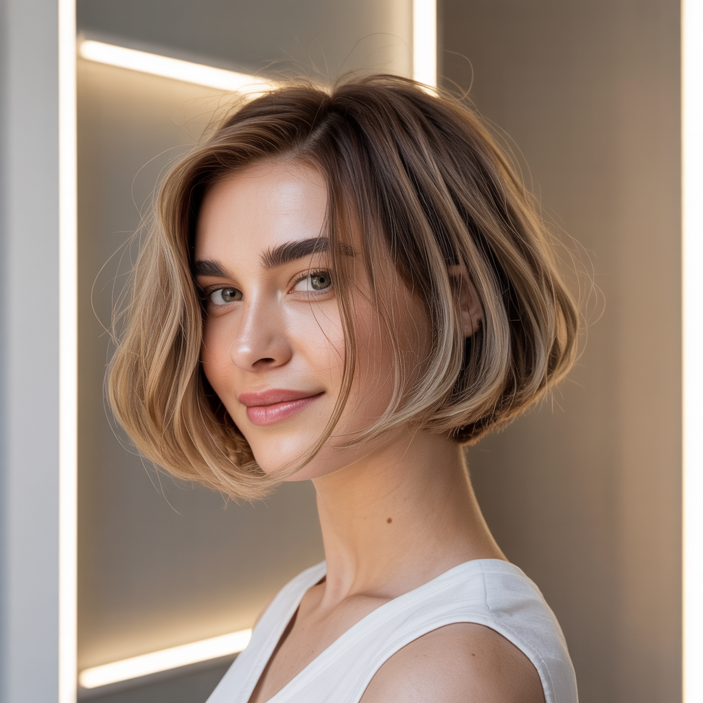 Short Bob with Feathered Ends: Light and Airy