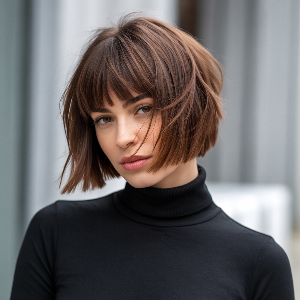 Choppy Bob with Blunt Fringe