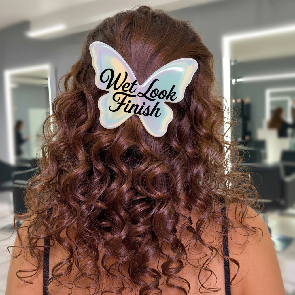 Bouncy Curly Butterfly with a Wet Look Finish