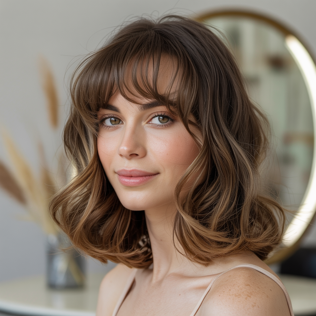 Medium Butterfly with Bangs for Fine Hair (Volume Enhancement)