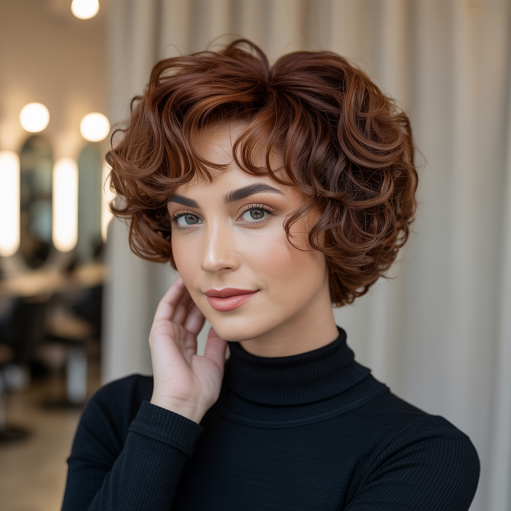 Curly Butterfly Cut for Round Faces