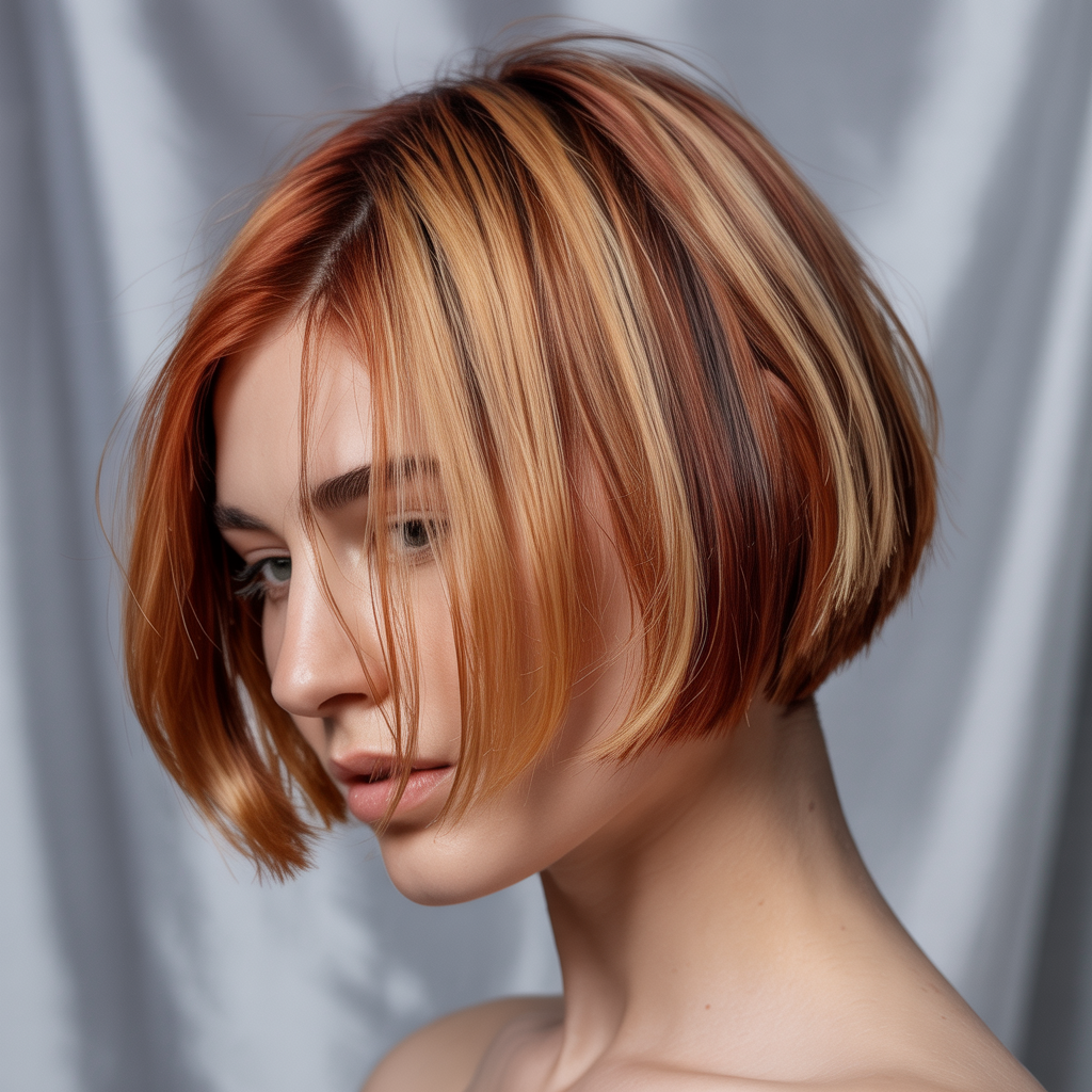 Short Bob with Highlights and Lowlights: Multi-Dimensional Color