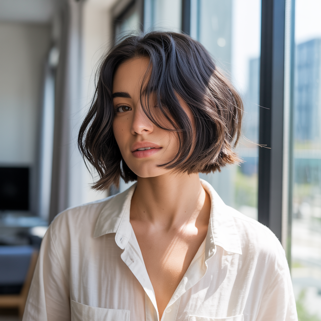  Bob with Textured Ends and Natural Roots