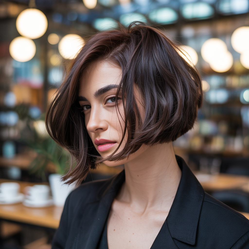 Choppy Bob with Deep Side Part