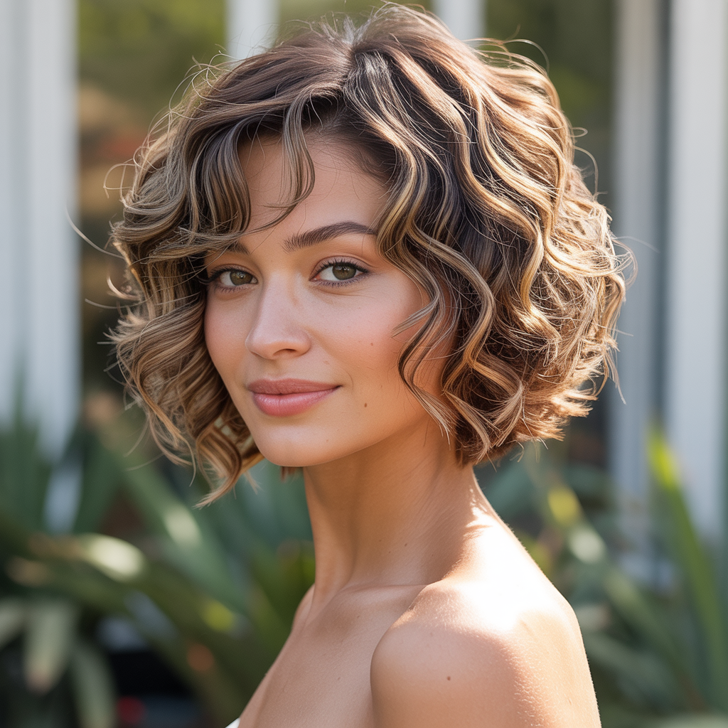  Choppy Bob with Soft Spiral Curls