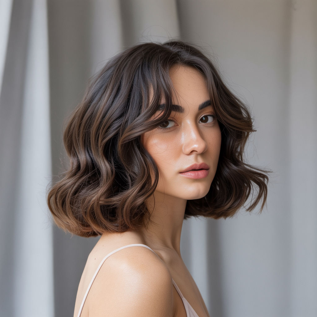 Wavy Butterfly Cut for Square Faces