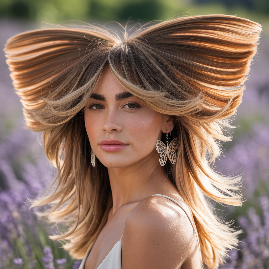 Butterfly with Voluminous Shag-Inspired Layers