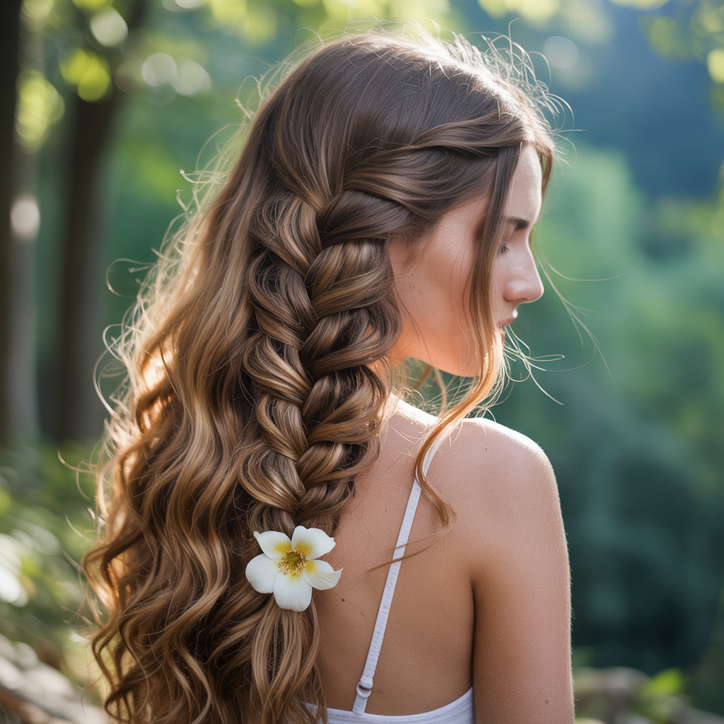 Waterfall Braid with Curls