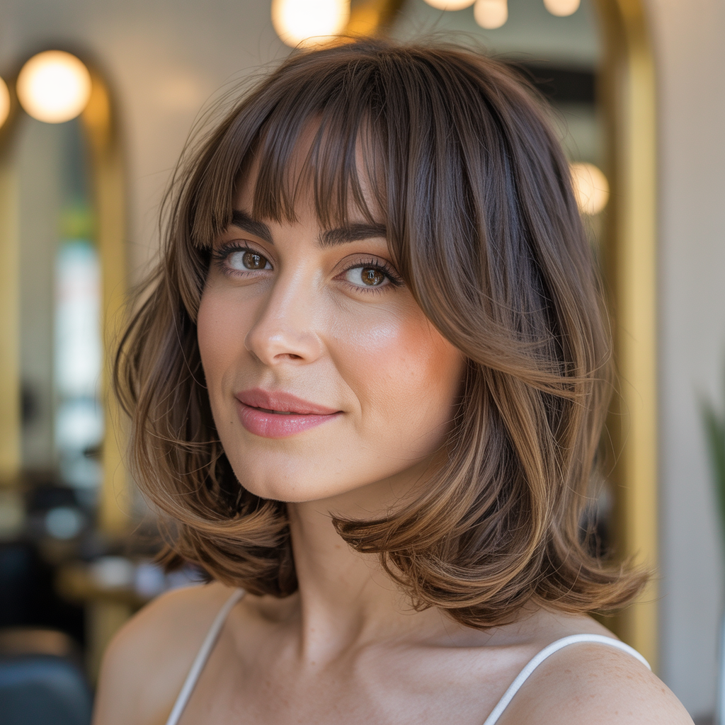  Medium Butterfly with Bangs for Thick Hair (Weight Reduction)