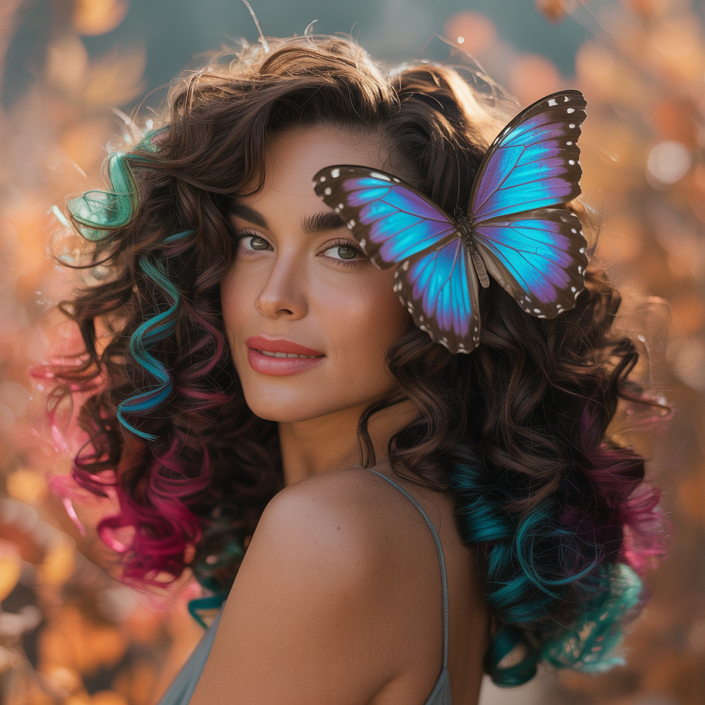 Curly Butterfly with a Pop of Color