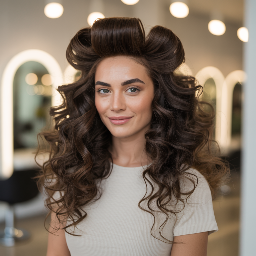 Voluminous Curly Butterfly with Enhanced Crown Lift