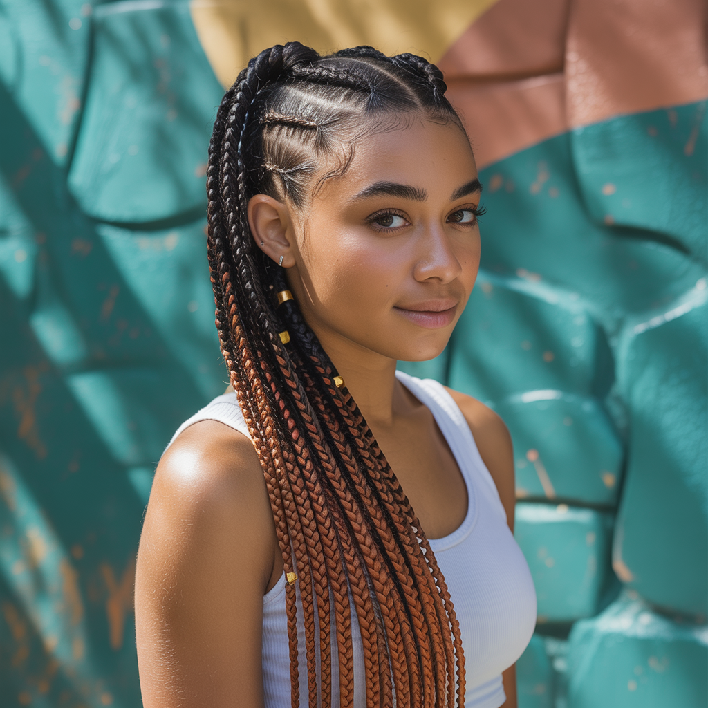  Side Ponytail Box Braids