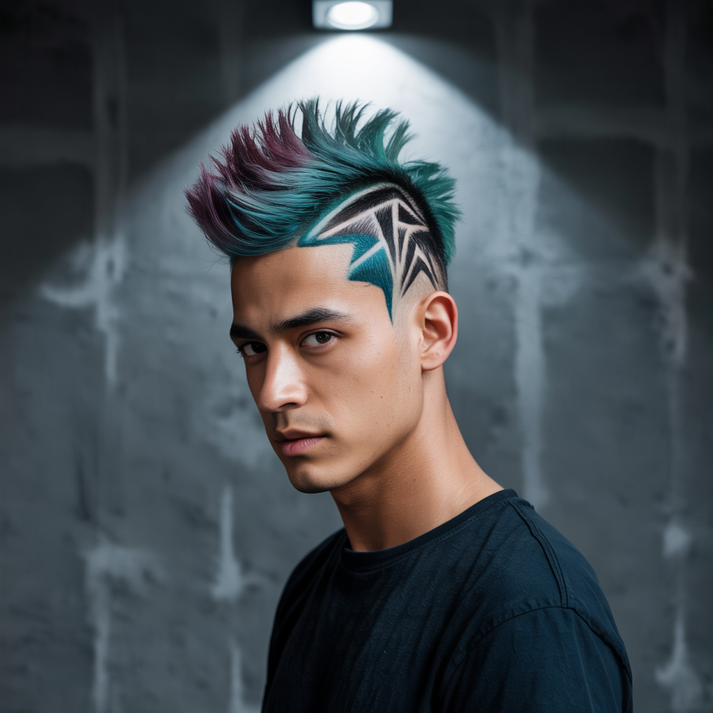  The Short Mohawk with Designs: Artistic Canvas