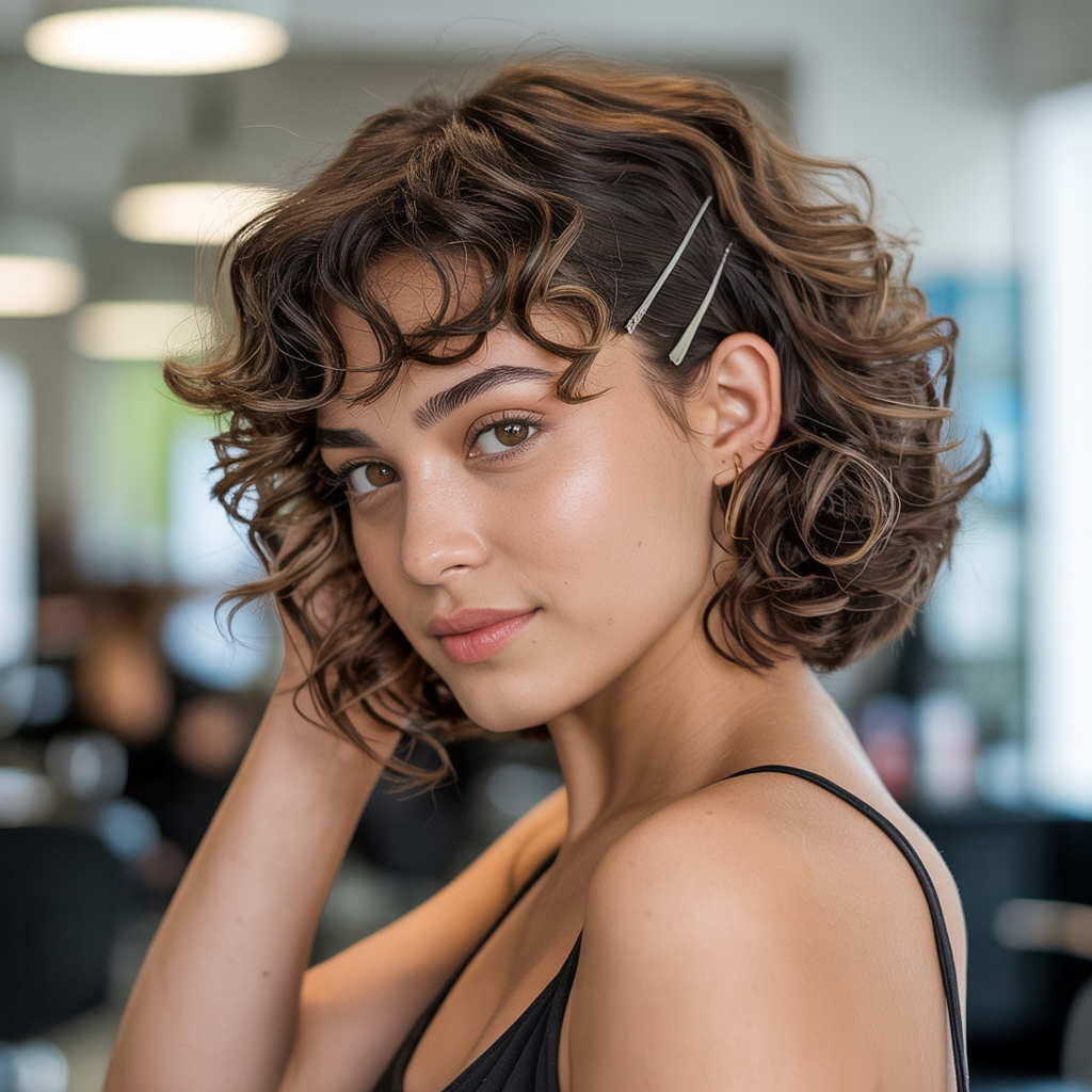 Curly Butterfly Cut with Micro Bangs