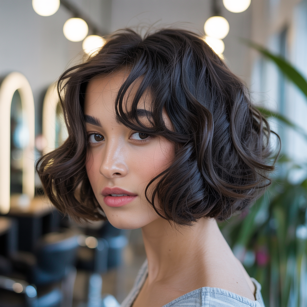 Wavy Butterfly Cut for Round Faces