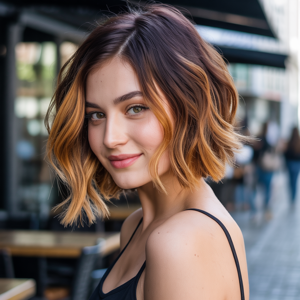Short Bob with Highlights and Ombre: Gradual Color Transition