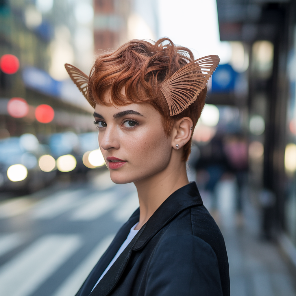 Pixie Cut with Wavy Top and Butterfly Layers