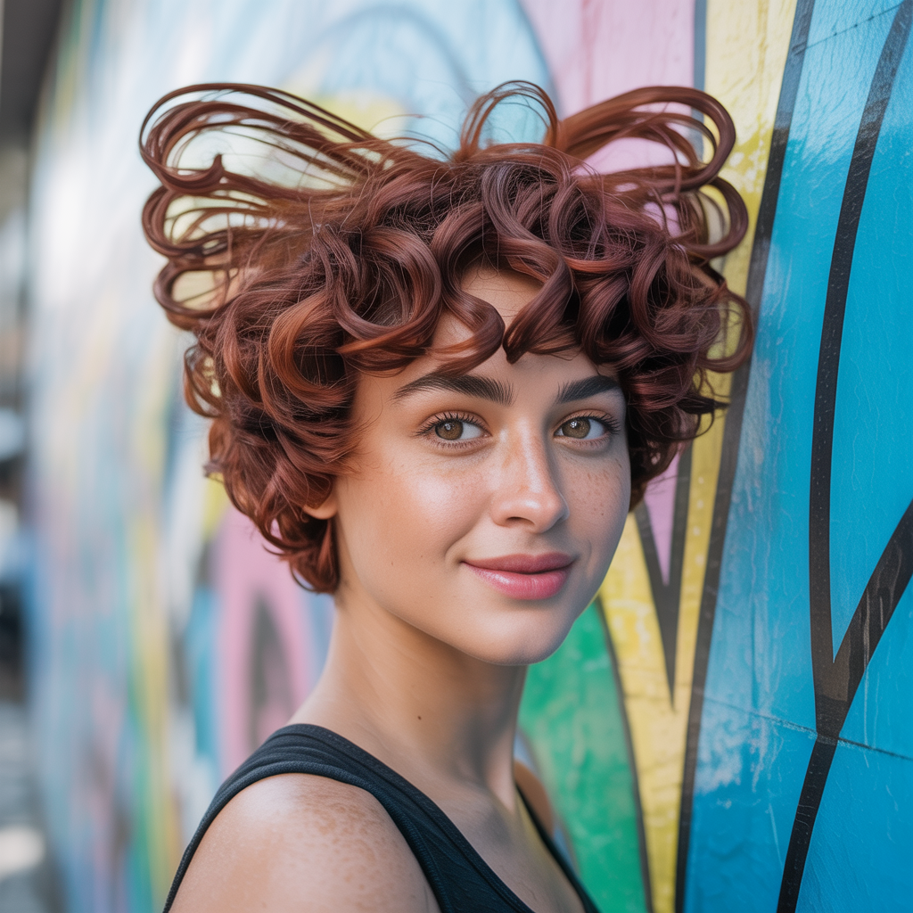  Curly Butterfly Cut with Defined Coils