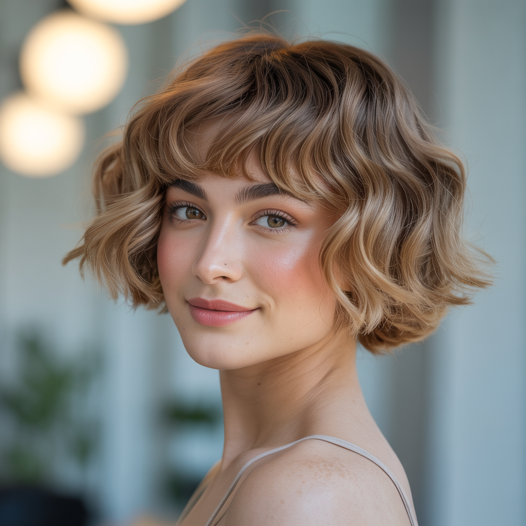 Wavy Butterfly Cut with Curtain Bangs
