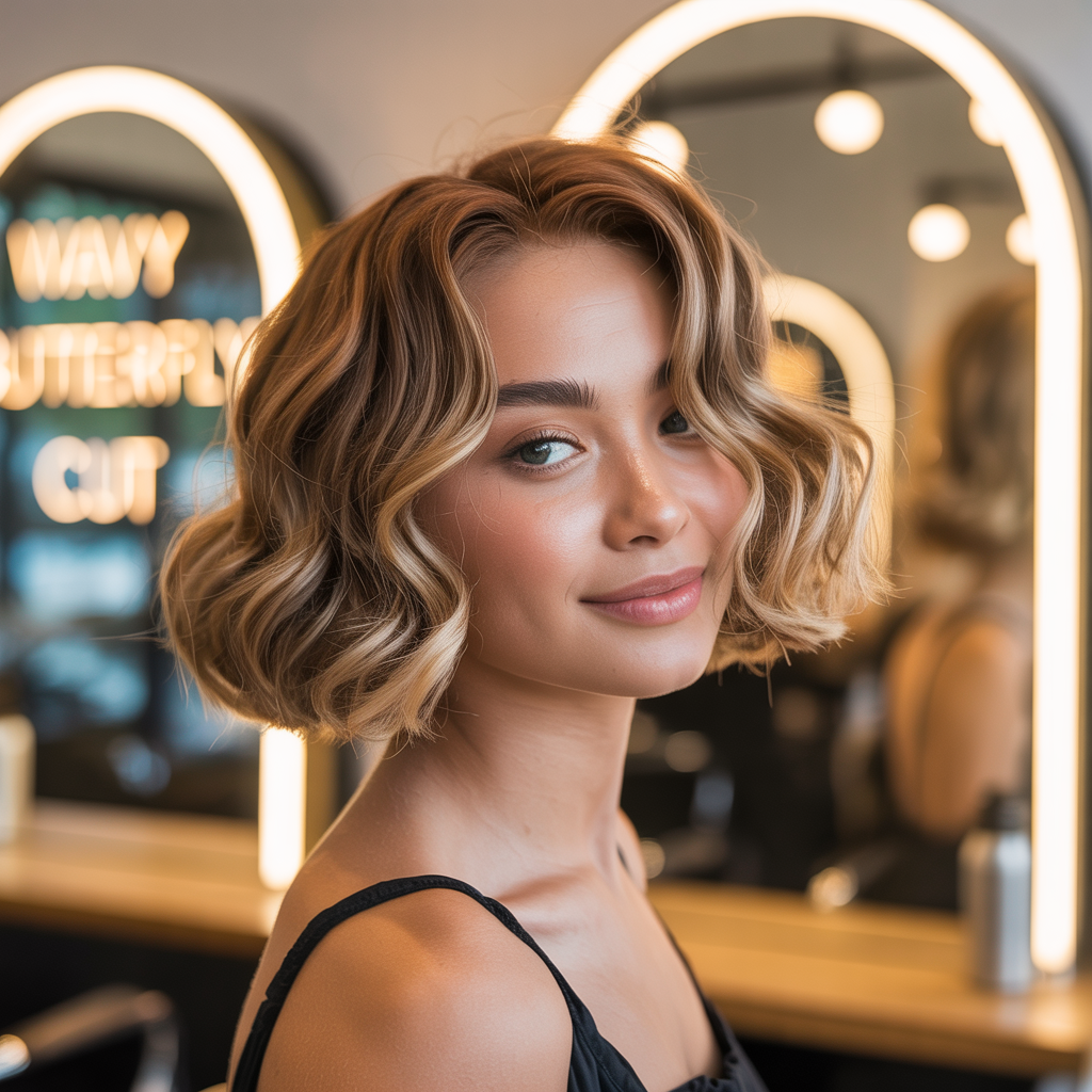 . Wavy Butterfly Cut for Heart-Shaped Faces