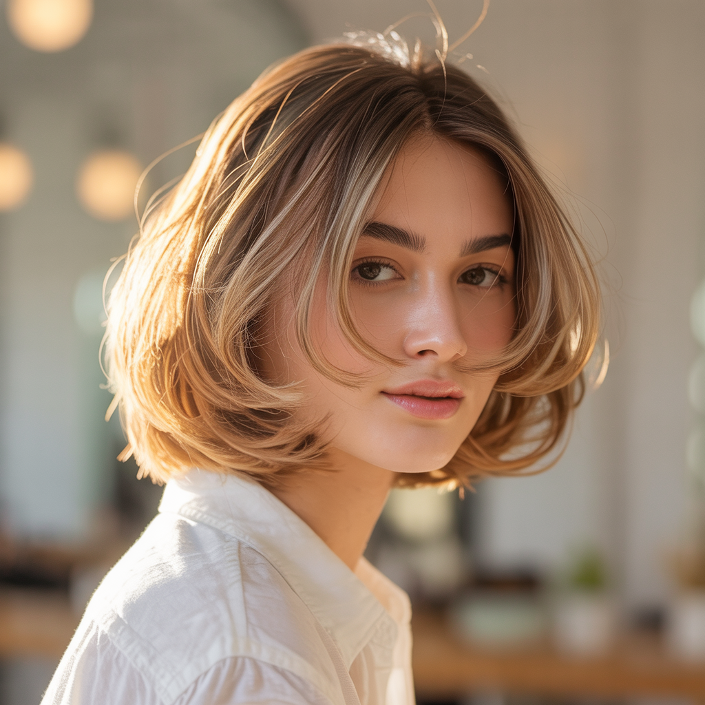 Subtle Butterfly Layers for Fine Hair