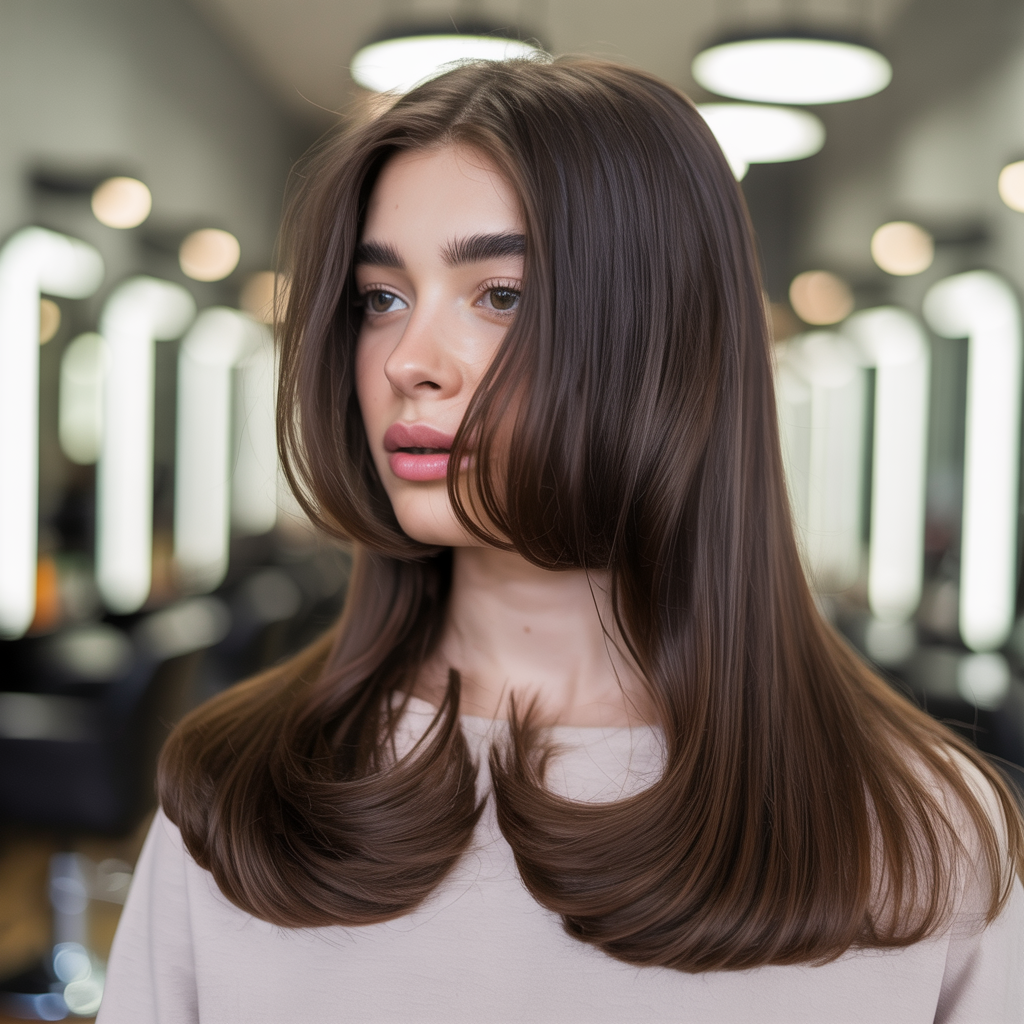 Long Butterfly Cut with Sleek Straight Styling
