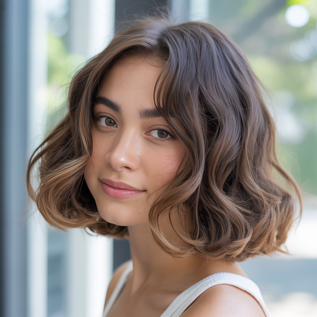  Layered Butterfly Cut with a Blunt Base for Contrast