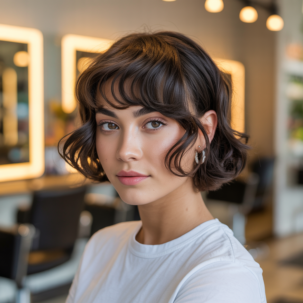 Side-Swept Wavy Butterfly Bangs