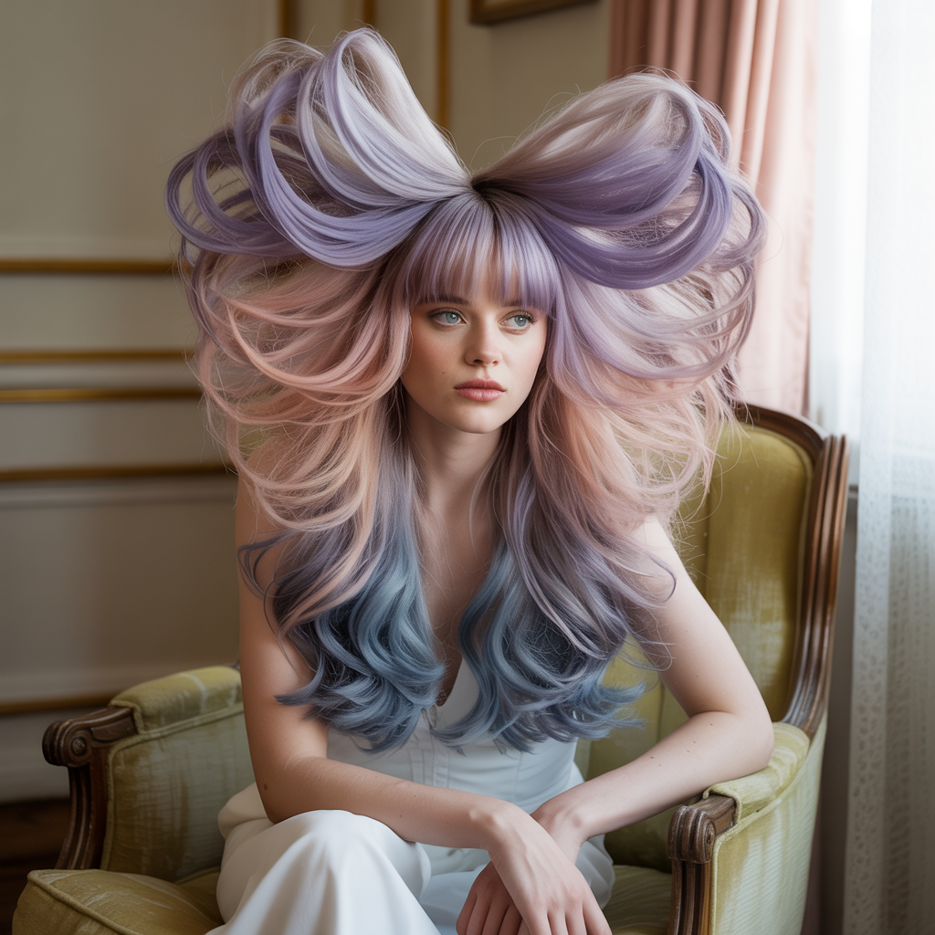 Voluminous Butterfly with Bouncy Curtain Bangs