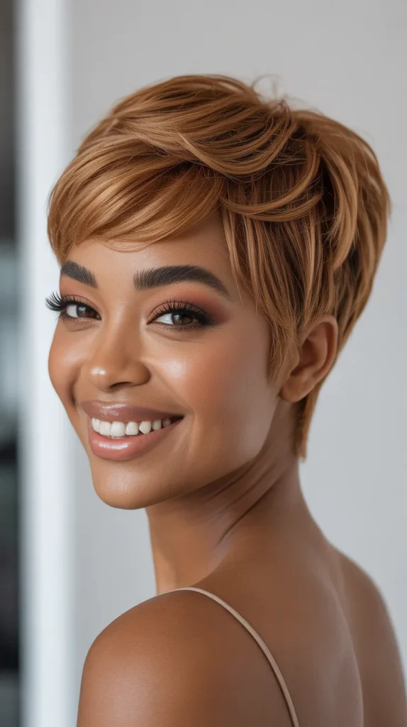 Soft Glam Sandy Brown Pixie