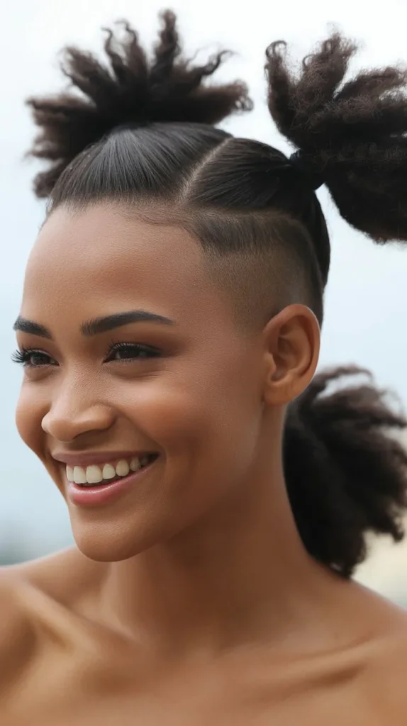  Mohawk with Afro Puff Ponytails