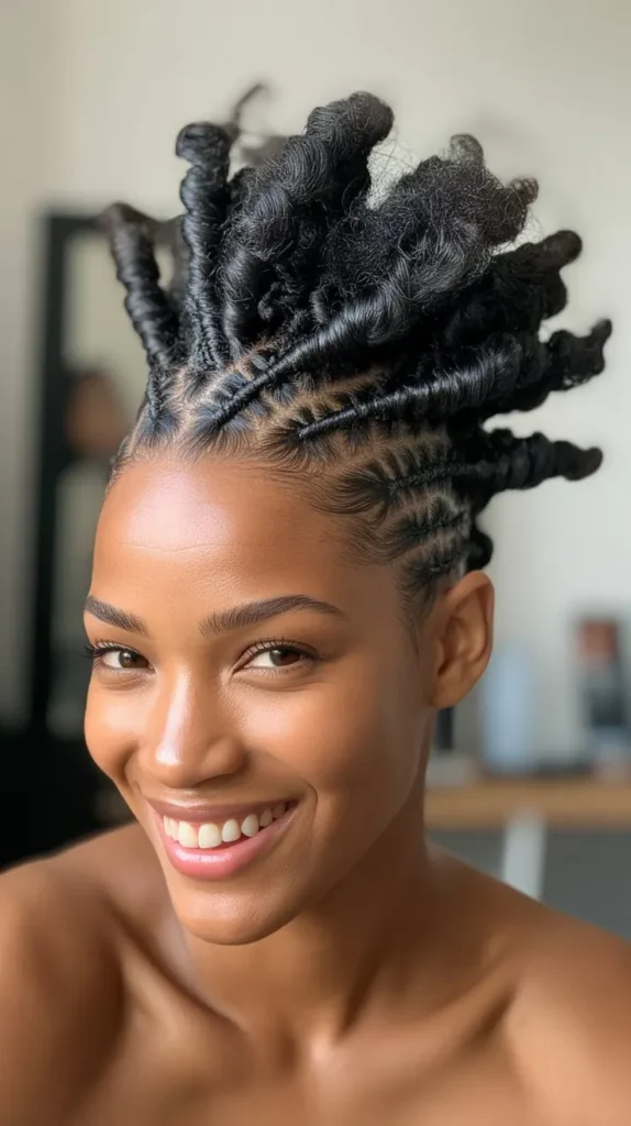 Mohawk with Flat Twists and Twist-Out Crown
