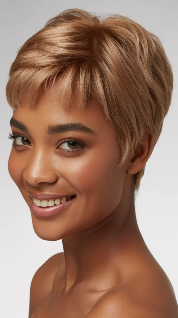  Sandy Brown Pixie with Micro Fringe
