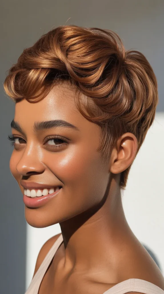  Textured Sandy Brown Pixie for Natural Hair