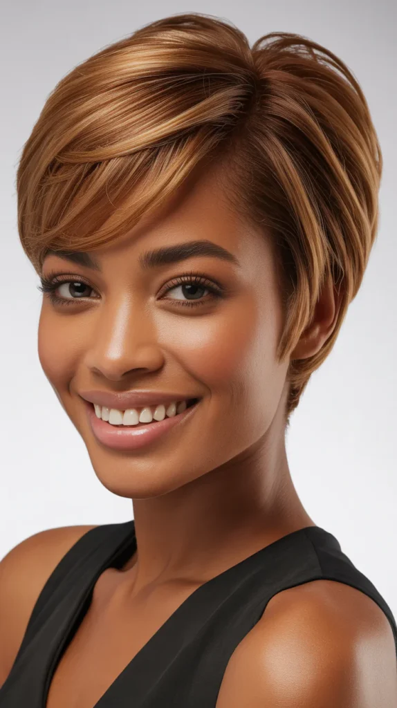 Deep Side Part Sandy Brown Pixie