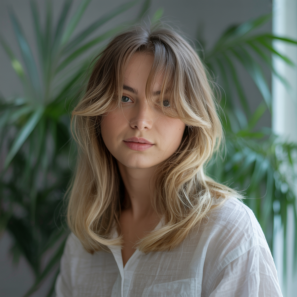  Medium Butterfly with Wispy Bangs for a Soft Look