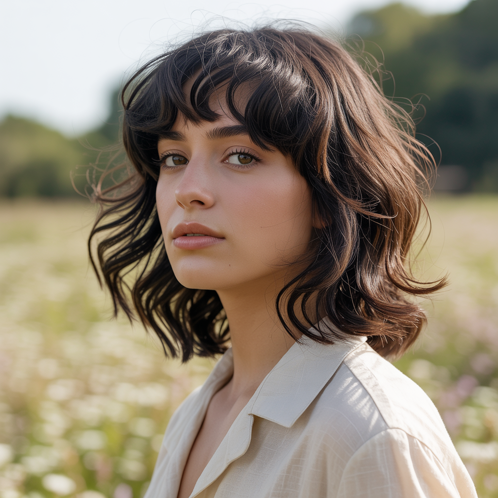  Medium Butterfly with Asymmetrical Bangs