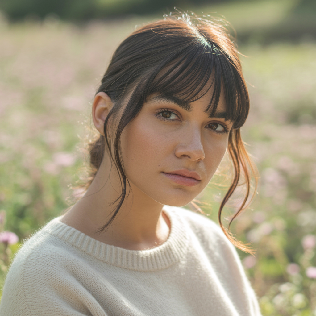 Medium Butterfly with Longer Face-Framing Bangs