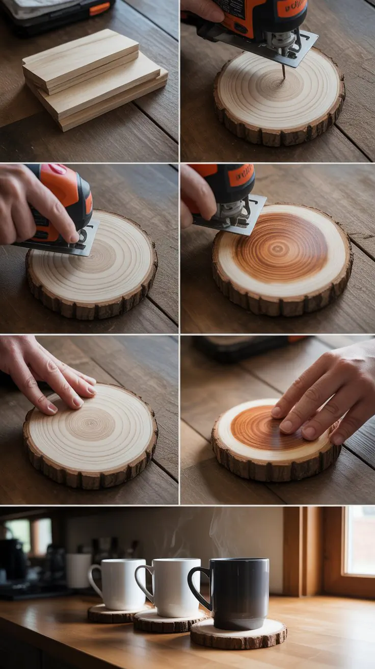 Wooden Coasters: Simple & Practical