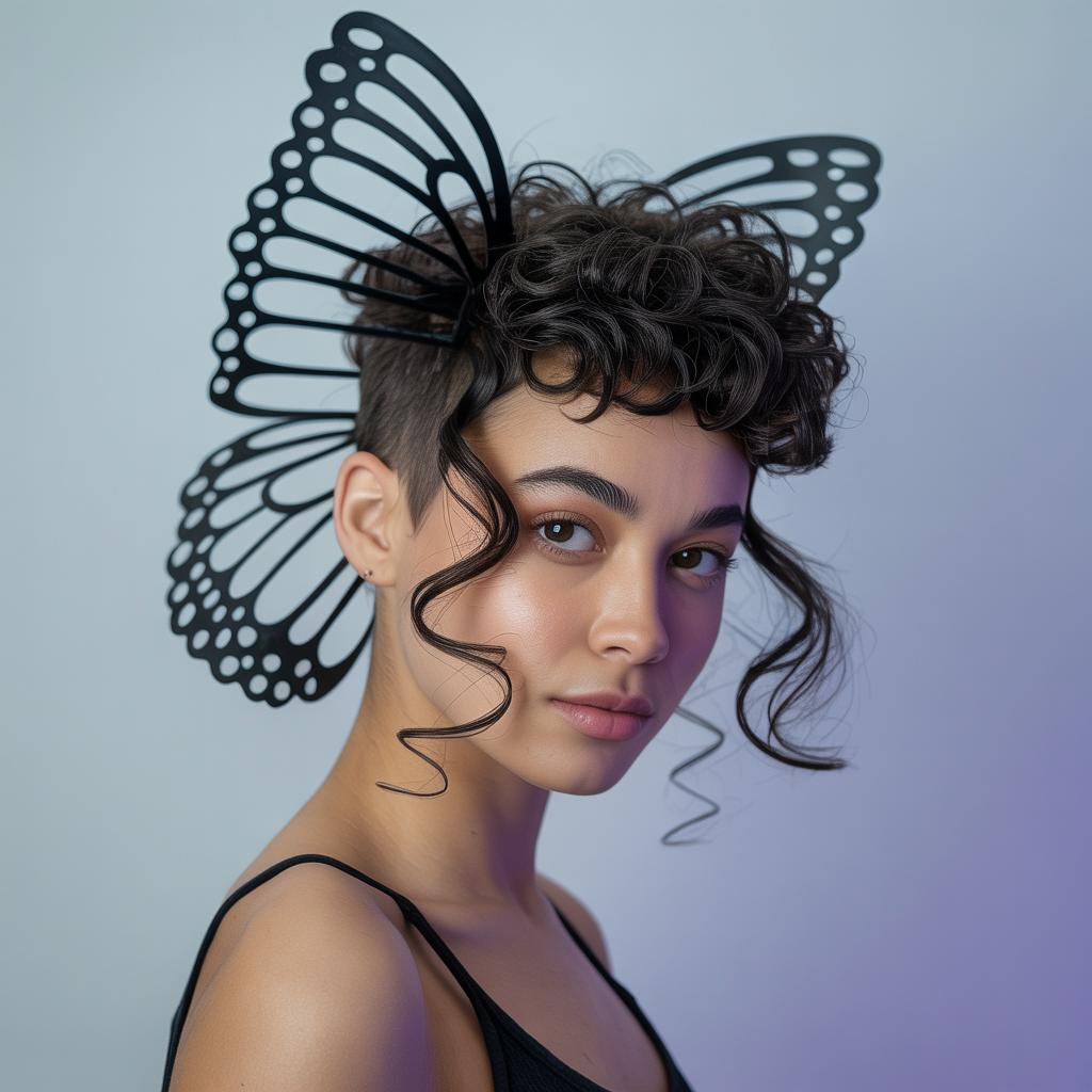 Defined Curly Pixie with Butterfly Tendrils
