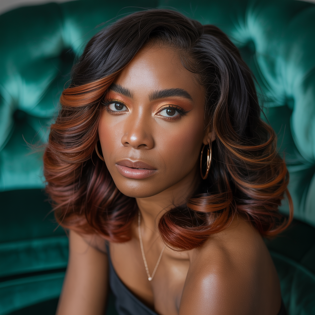  Pixie with Auburn Brown Highlights: Fiery and Bold