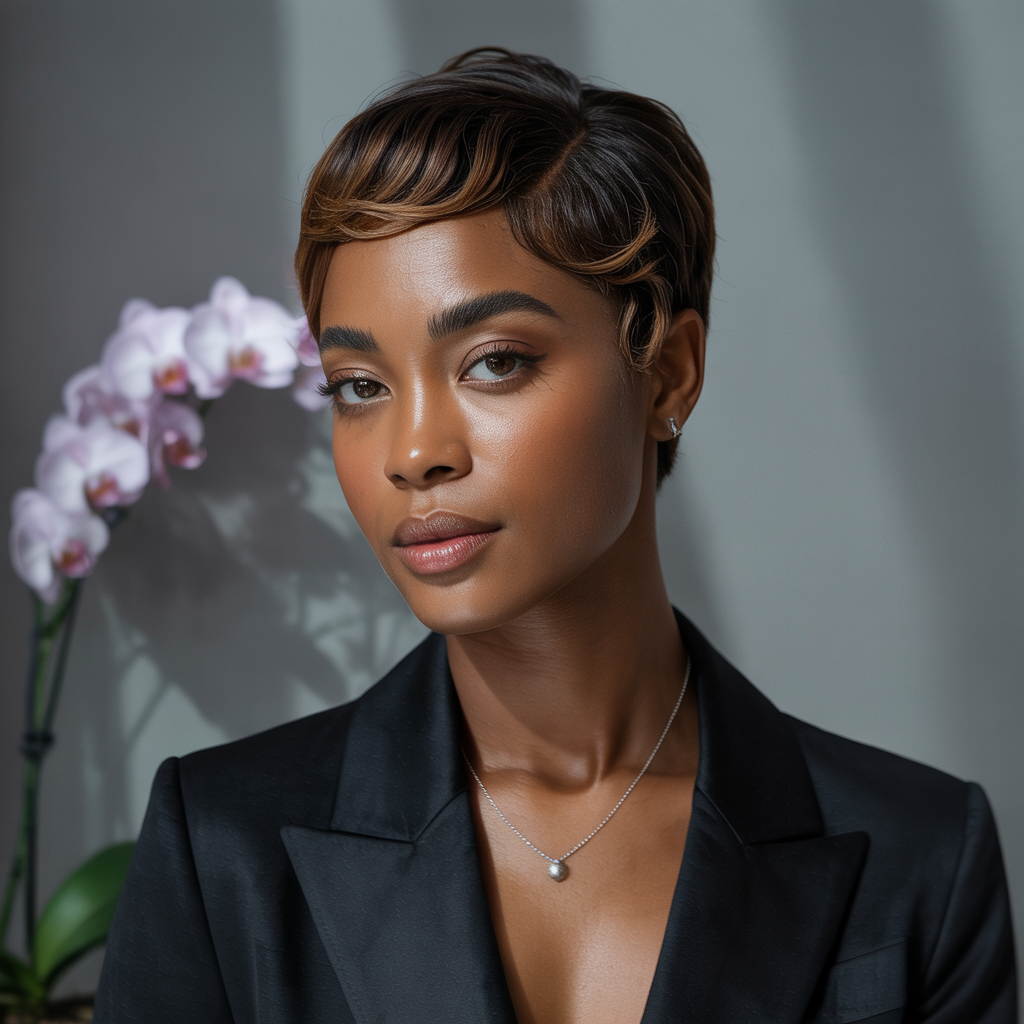  Classic Pixie with Subtle Brown Highlights: Understated Elegance