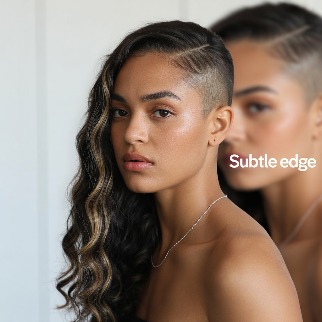 Pixie with Shaved Nape and Brown Highlights: Subtle Edge