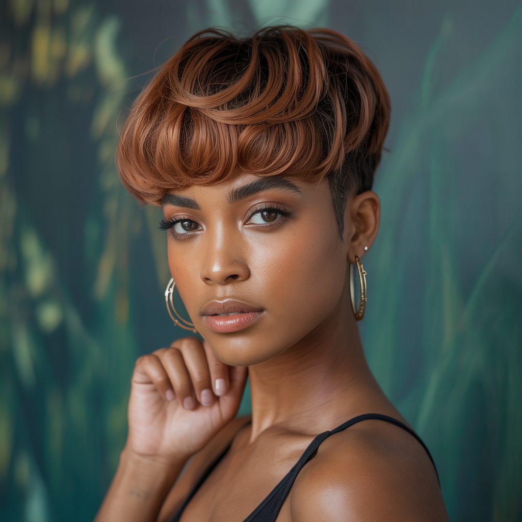 Brown Pixie with Swoop Bangs