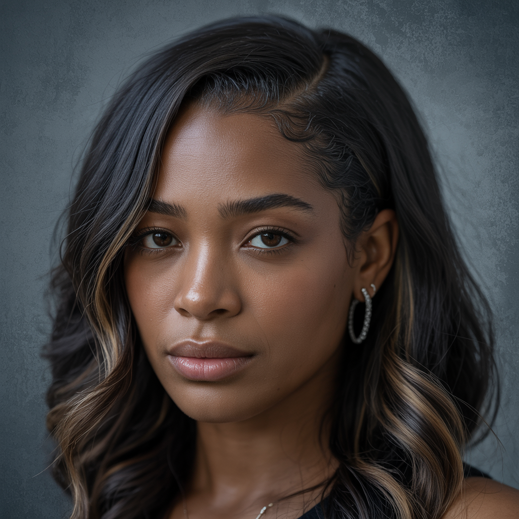  Pixie with Deep Side Part and Brown Highlights: Dramatic Framing