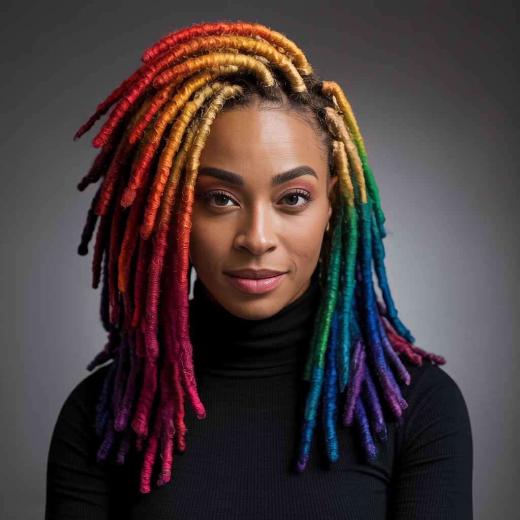 Rainbow-Colored Loc Mohawk