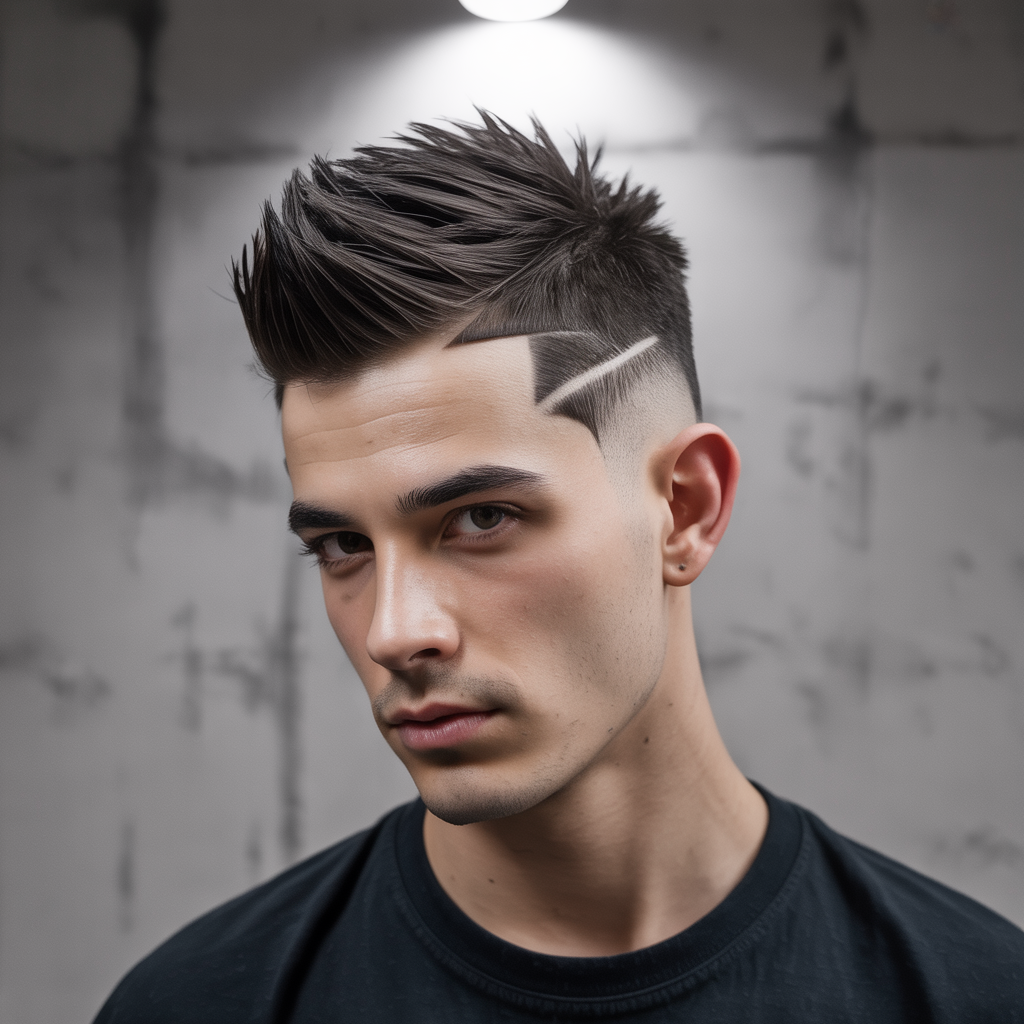 The Short Mohawk with a Temple Fade: Focused Sharpness